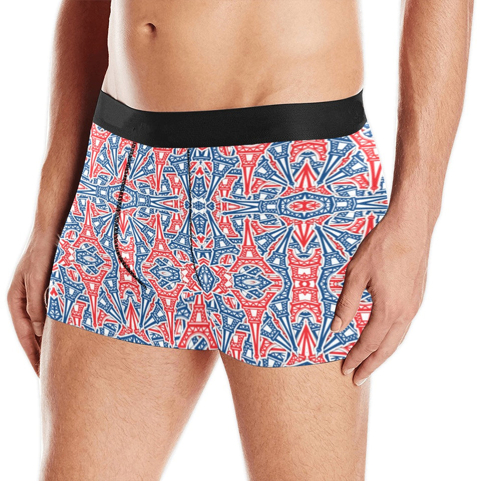 Blue Red Eiffel Tower Pattern Print Design 02 Men's All Over Print Boxer Briefs Men's Underwear