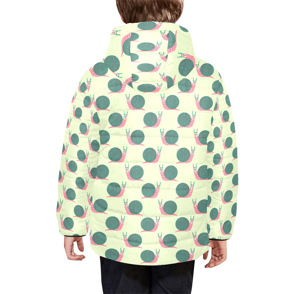 Snail Pattern Print Design 04 Kids' Boys' Girls' Padded Hooded Jacket