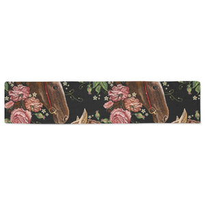 Horse head wild roses pattern Table Runner
