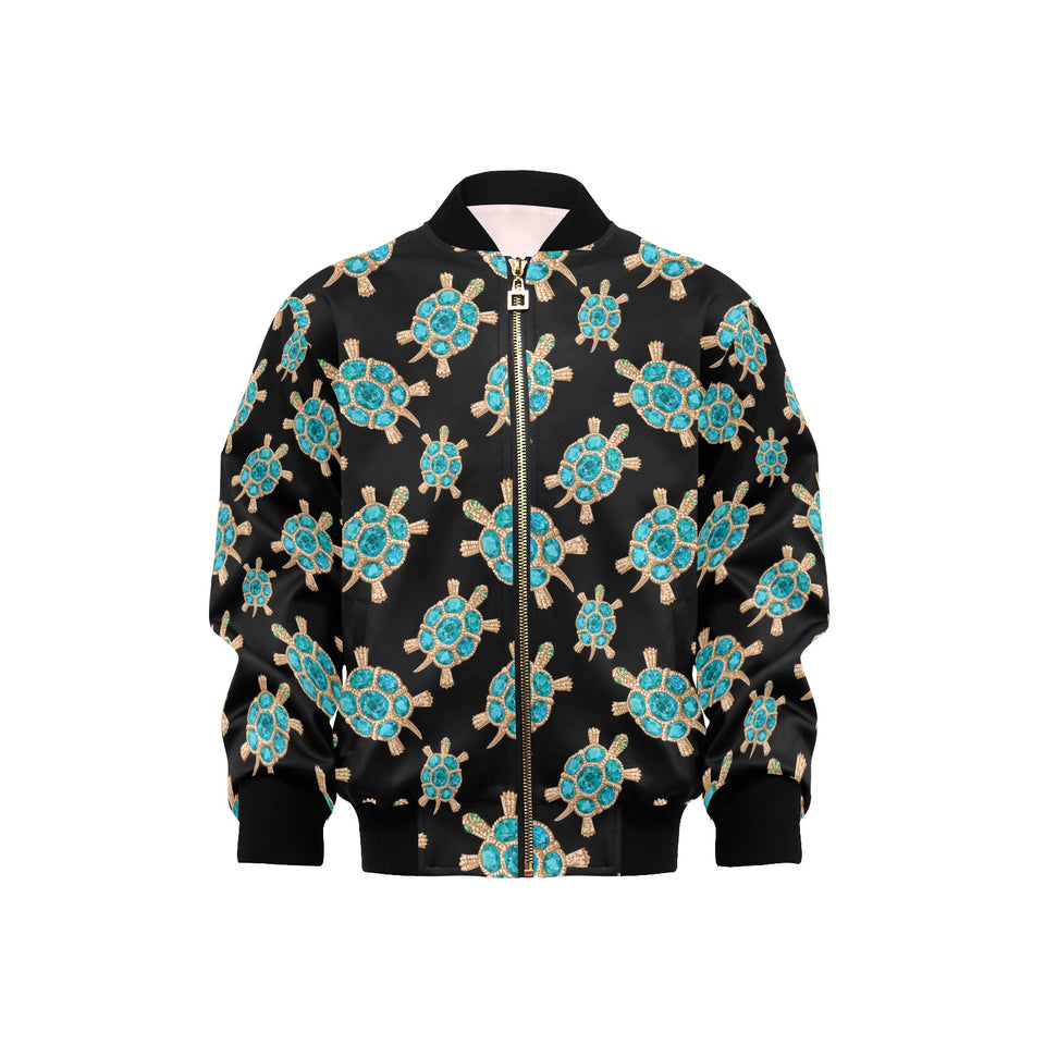 Sea turtle blue stone pattern Kids' Boys' Girls' Bomber Jacket