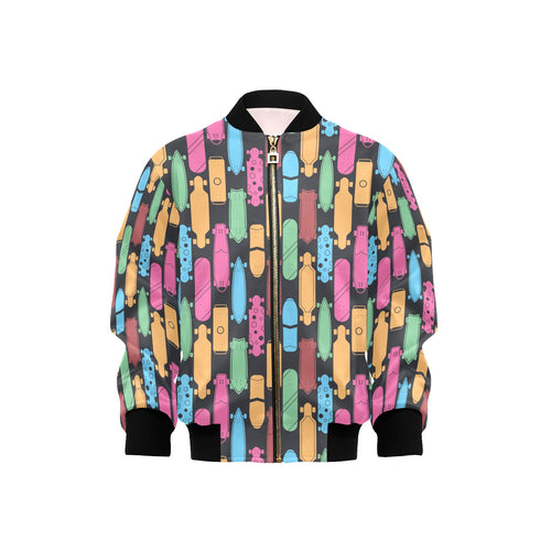 Skate Board Pattern Print Design 02 Kids' Boys' Girls' Bomber Jacket