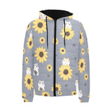 Cute hamster sunflower pattern background Men's Padded Hooded Jacket