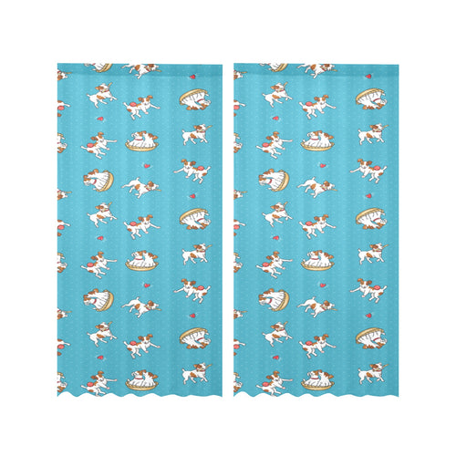 Jack Russel Pattern Print Design 03 Gauze Curtain