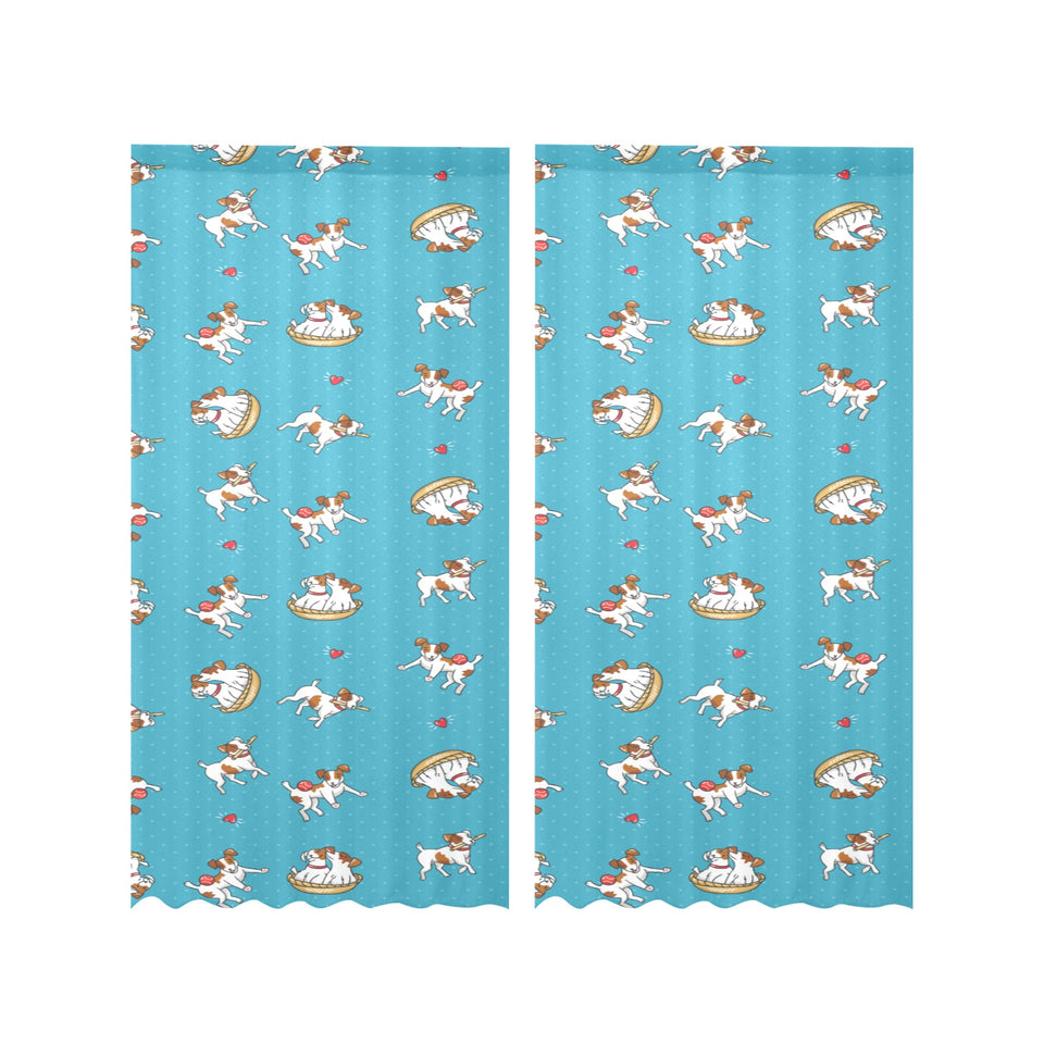 Jack Russel Pattern Print Design 03 Gauze Curtain
