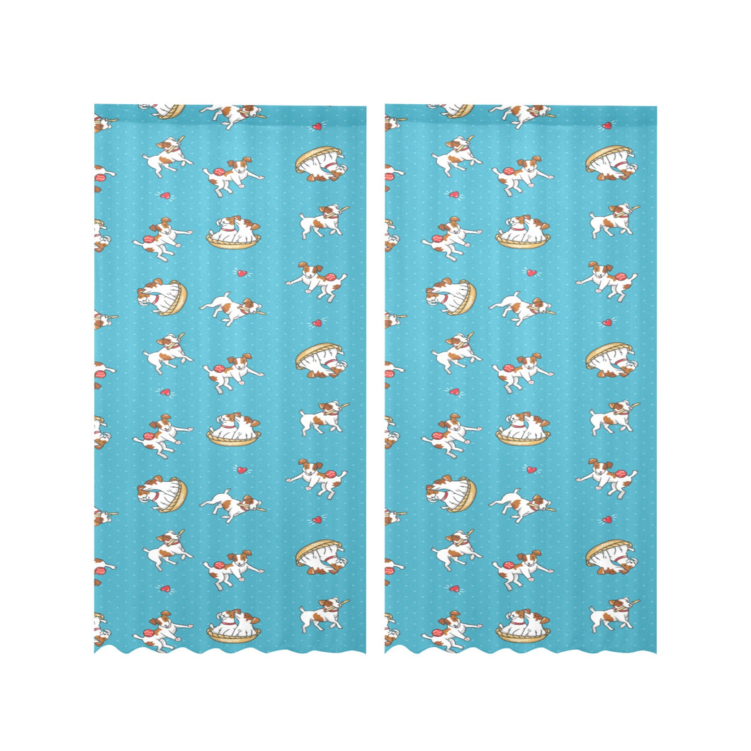 Jack Russel Pattern Print Design 03 Gauze Curtain