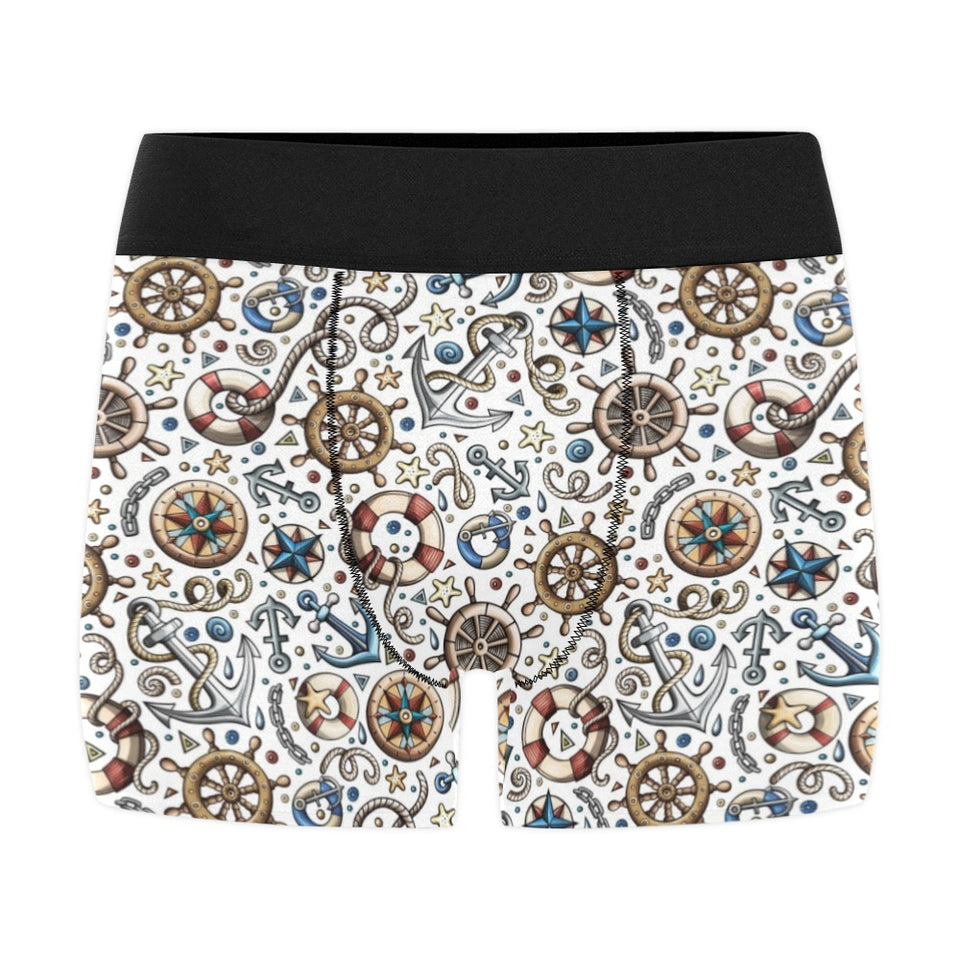 Cute nautical steering wheel anchor pattern Men's All Over Print Boxer Briefs Men's Underwear