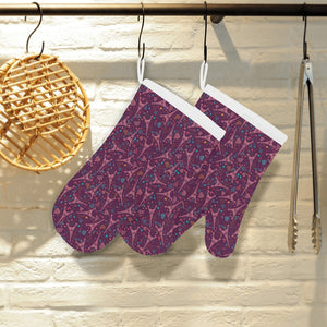 Eiffel Tower Heart Pattern Print Design 04 Heat Resistant Oven Mitts