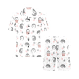 Hedgehog Pattern Print Design 02 Men's V-Neck Short Pajama Set