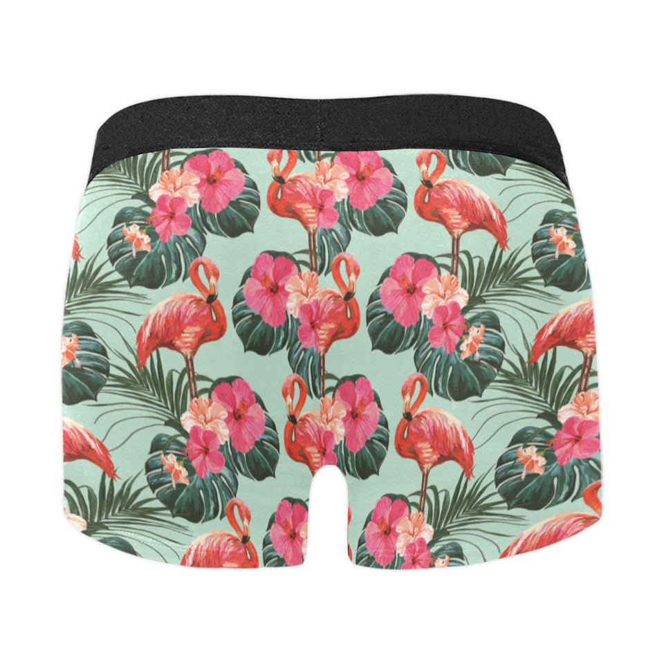 Beautiful flamingo tropical palm leaves hibiscus p Men's All Over Print Boxer Briefs Men's Underwear