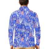 white bengal tigers pattern Men's Long Sleeve Polo Shirt