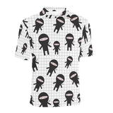 Ninja pattern plaid background Men's All Over Print Polo Shirt