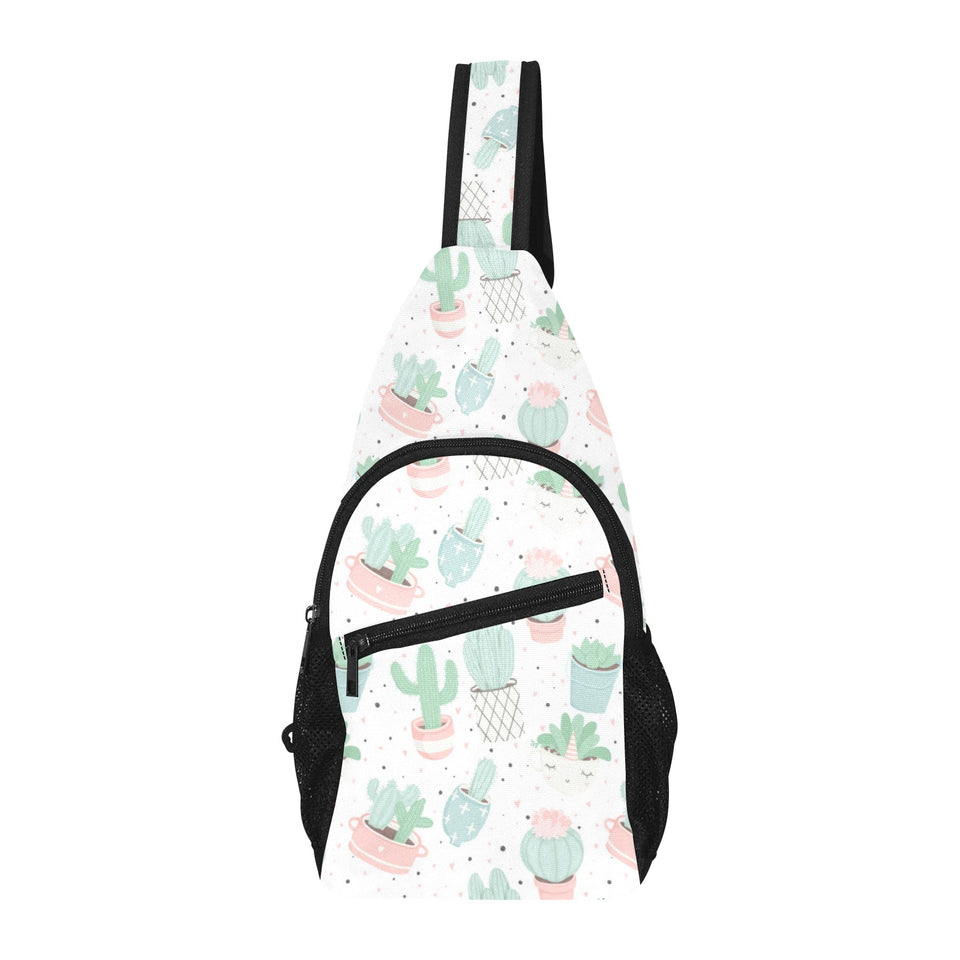 Pastel color cactus pattern All Over Print Chest Bag