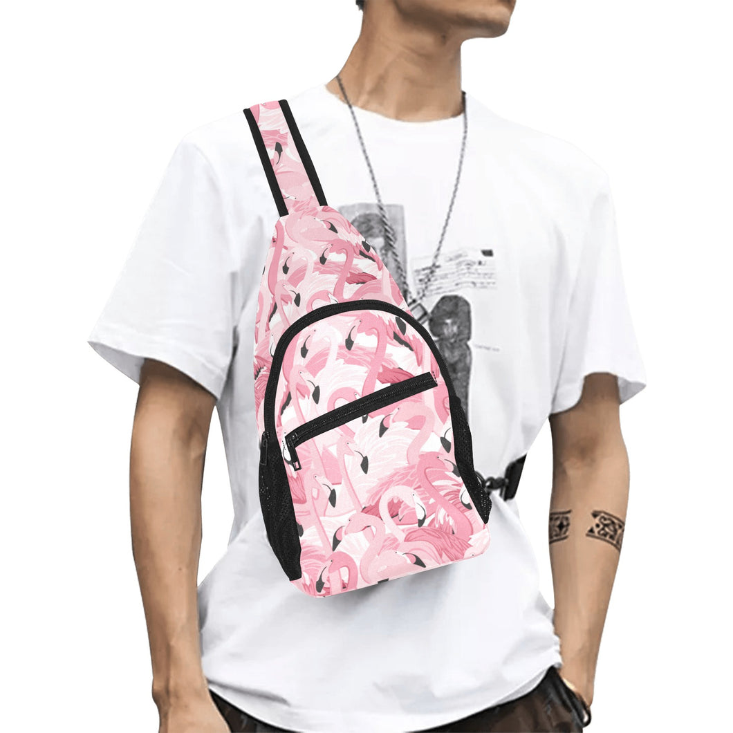 Pink flamingos pattern background All Over Print Chest Bag