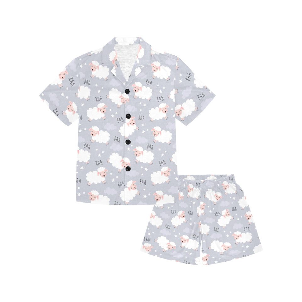 Sweet dreams sheep pattern Kids' Boys' Girls' V-Neck Short Pajama Set
