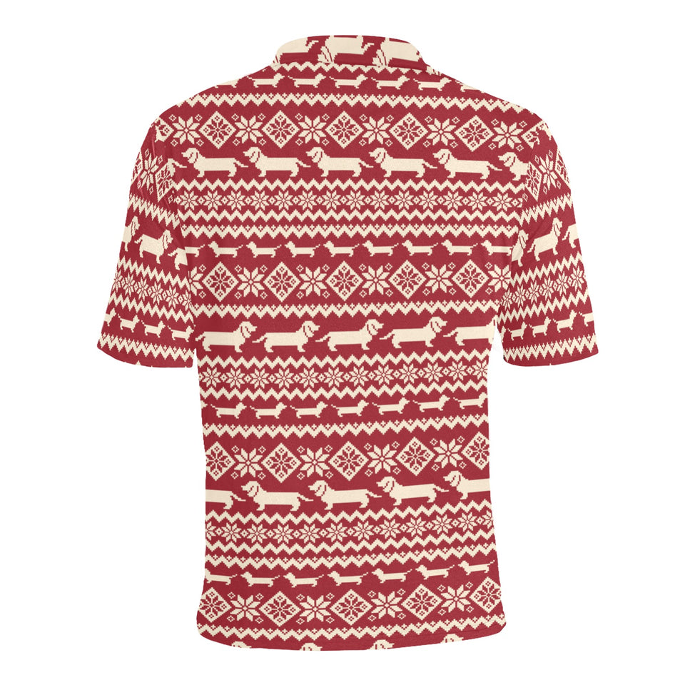 Dachshund Nordic pattern Men's All Over Print Polo Shirt