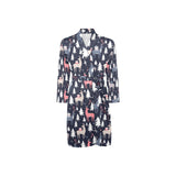 Deers Winter Christmas pattern Men's Long Sleeve Belted Night Robe