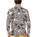 Halloween design pattern Men's Long Sleeve Polo Shirt