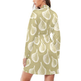 Garlic design pattern Women's Long Sleeve Belted Night Robe