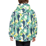 Toucan tropical leaves design pattern Kids' Boys' Girls' Padded Hooded Jacket