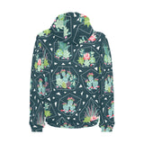 Cactus glass terrarium pattern Men's Padded Hooded Jacket