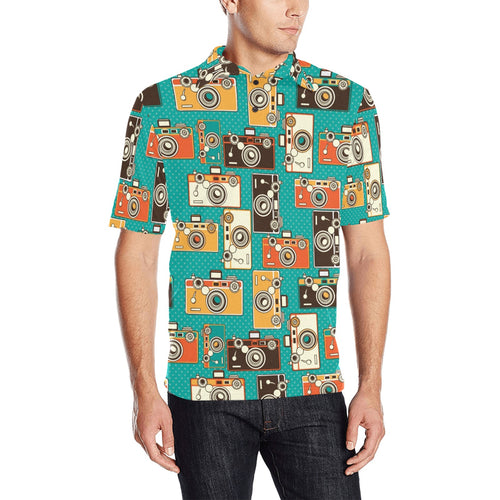 Camera Pattern Print Design 03 Men's All Over Print Polo Shirt