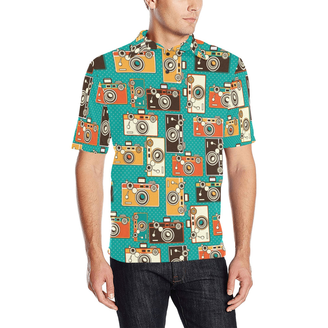 Camera Pattern Print Design 03 Men's All Over Print Polo Shirt