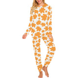 Orange Maple Leaf pattern Women's All Over Print Pajama Set
