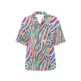 Colorful zebra skin pattern Women's All Over Print Hawaiian Shirt