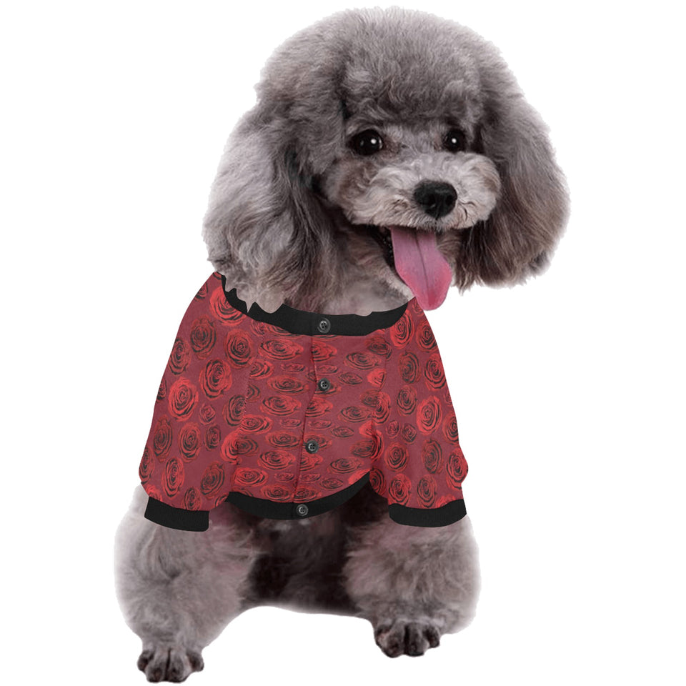 Rose Pattern Print Design 03 All Over Print Pet Dog Round Neck Fuzzy Shirt