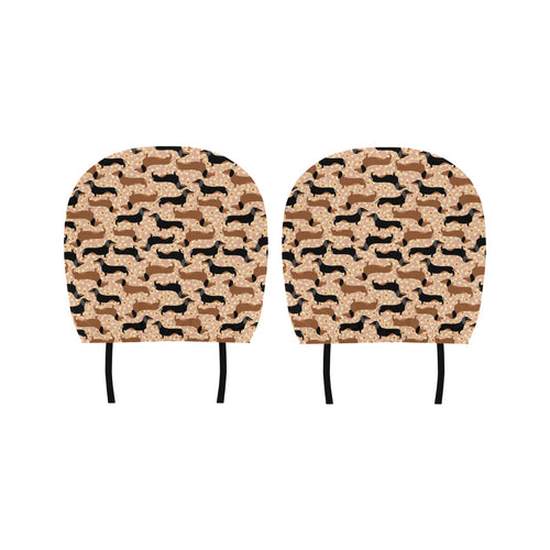 Dachshund floral background Car Headrest Cover