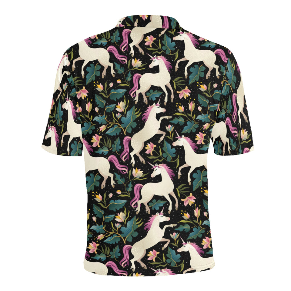 Unicorns forest background Men's All Over Print Polo Shirt