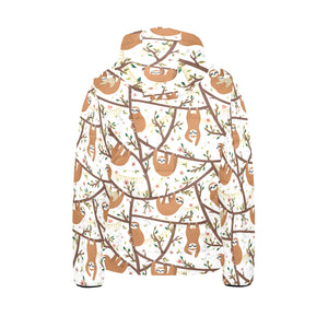 Sloths hanging on the tree pattern Kids' Boys' Girls' Padded Hooded Jacket