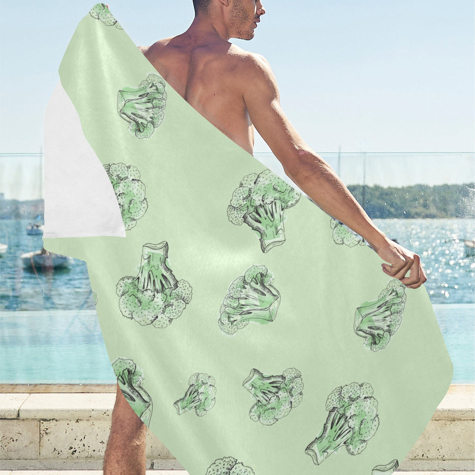 broccoli sketch pattern Beach Towel
