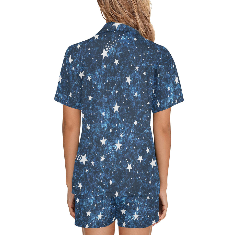 Night sky star pattern Women's V-Neck Short Pajama Set