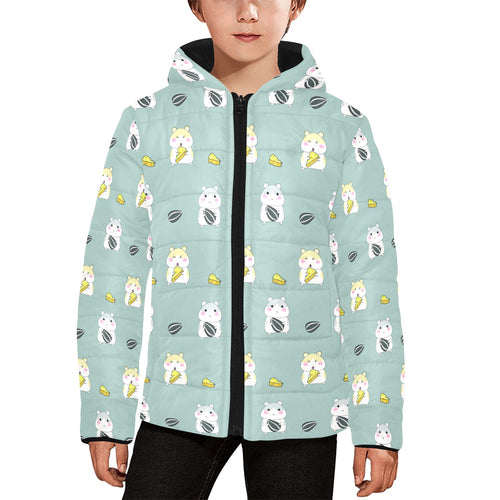 Cute hamster cheese pattern Kids' Boys' Girls' Padded Hooded Jacket