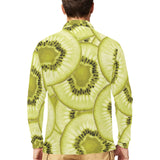 Sliced kiwi pattern Men's Long Sleeve Polo Shirt