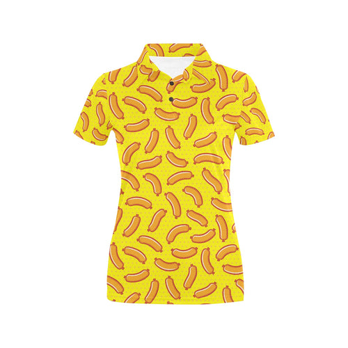 Sausage Pattern Print Design 01 Women's All Over Print Polo Shirt