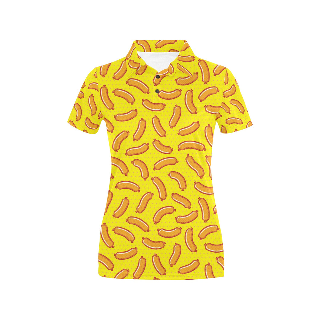 Sausage Pattern Print Design 01 Women's All Over Print Polo Shirt