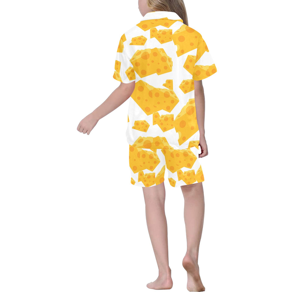 Cheese slice pattern Kids' Boys' Girls' V-Neck Short Pajama Set