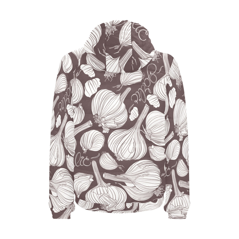 Garlic bulb dark background Men's Padded Hooded Jacket