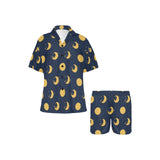 Moon star pattern Women's V-Neck Short Pajama Set