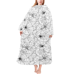 Spider web cobweb pattern Blanket Robe with Sleeves