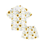 beautiful sunflowers pattern Kids' Boys' Girls' V-Neck Short Pajama Set