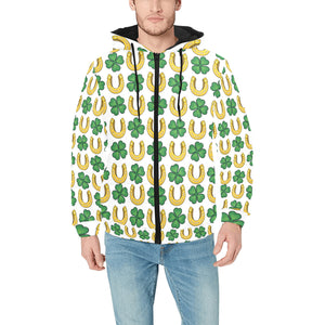 Horseshoes Pattern Print Design 04 Men's Padded Hooded Jacket