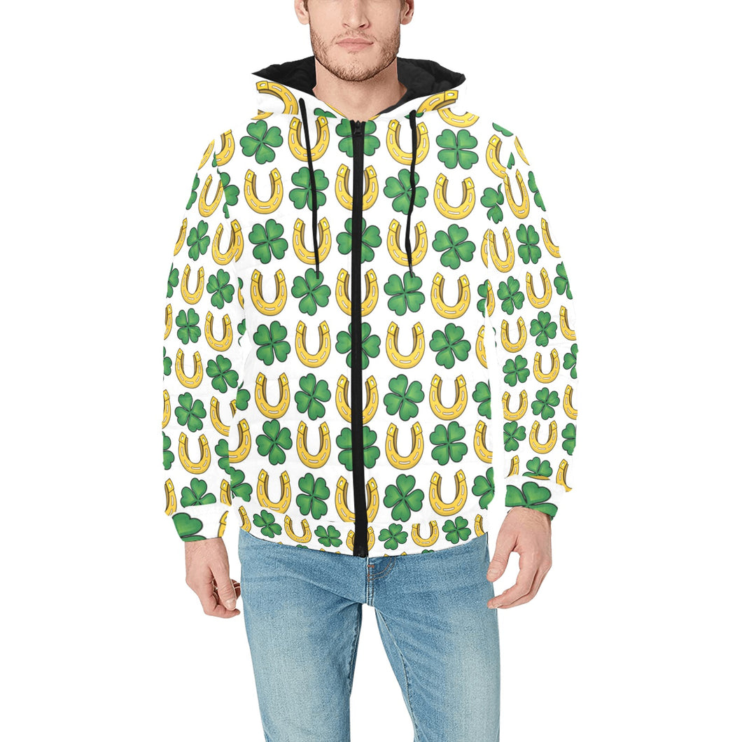 Horseshoes Pattern Print Design 04 Men's Padded Hooded Jacket