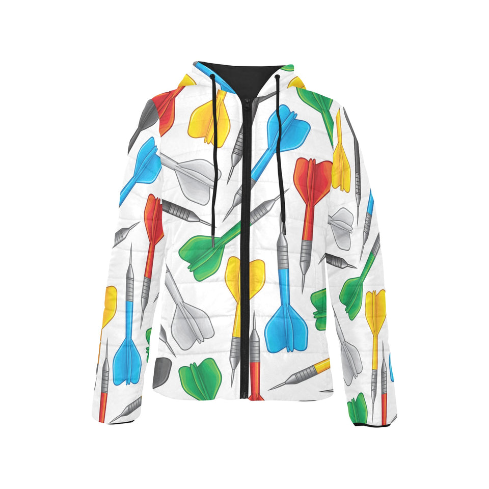 Darts Pattern Print Design 03 Women's Padded Hooded Jacket