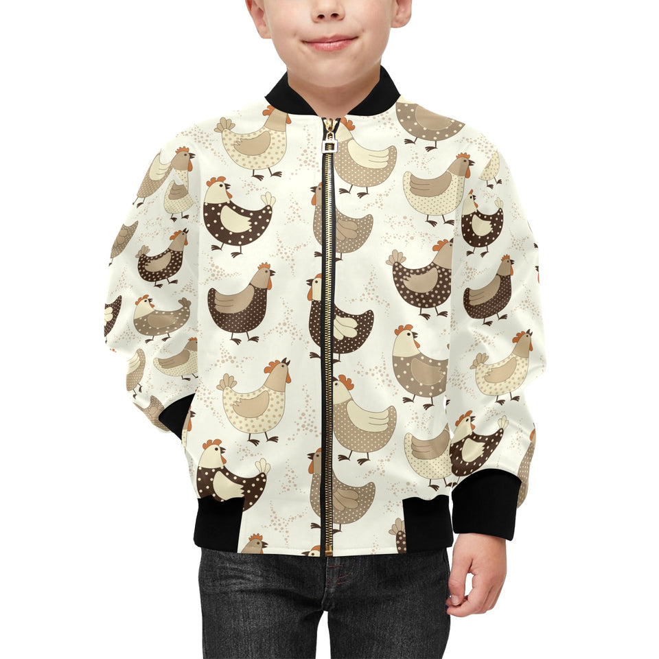 Cute rooster chicken cock Kids' Boys' Girls' Bomber Jacket
