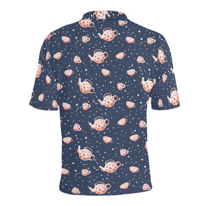 Tea pots Pattern Print Design 04 Men's All Over Print Polo Shirt