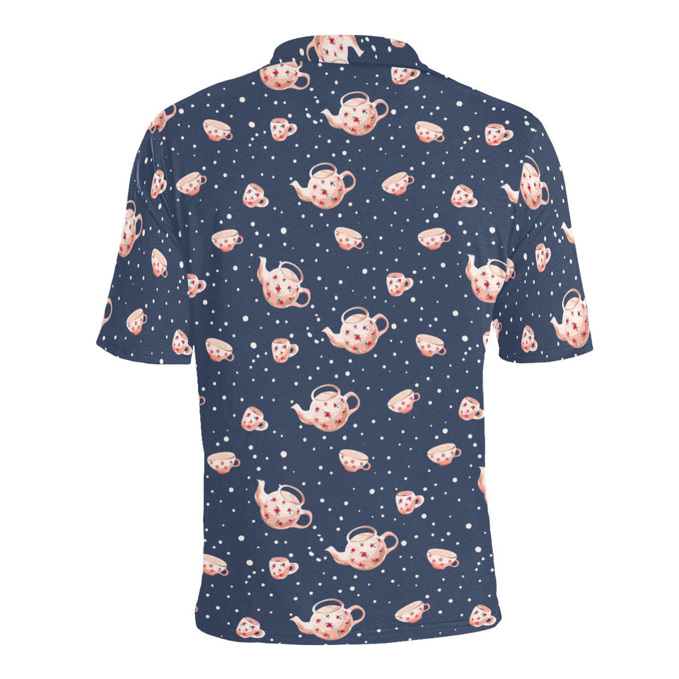 Tea pots Pattern Print Design 04 Men's All Over Print Polo Shirt