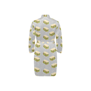 Sandwich Pattern Print Design 05 Men's Long Sleeve Belted Night Robe